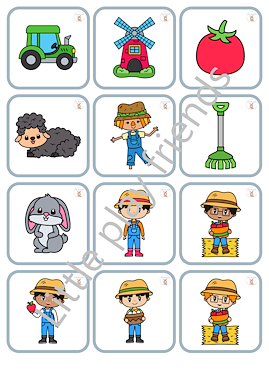 Lesmateriaal Memory thema boerderij  van auteur Little Play Friends slide 2