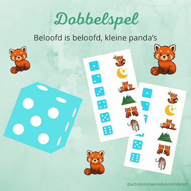 Lesmateriaal Beloofd is beloofd, kleine panda's - dobbelspel van auteur Nanny Melissa