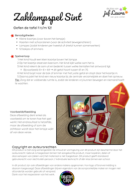 Lesmateriaal Bundel zaklampspel tafel 1 t/m 12 - Sinterklaas van auteur De klas van juf Laura