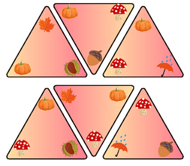 lesmateriaal Driehoeken spel Herfst (herbruikbaar) van auteur Kleuterjuf Monique