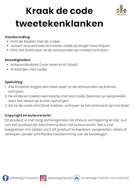 Lesmateriaal Kraak de code tweetekenklanken bewegend leren van auteur de beweegjuf slide 3