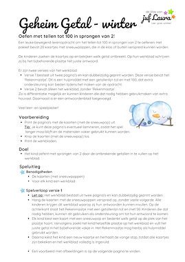 Lesmateriaal Winter - Geheim Getal - Tellen tot 100 in sprongen van 2 van auteur De klas van juf Laura slide 4