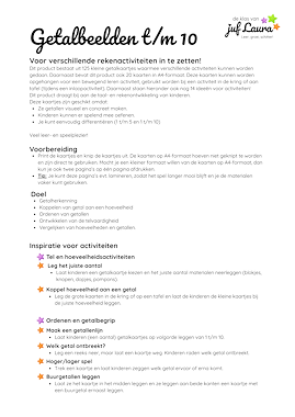 Lesmateriaal Kaartjes getalbeelden van auteur De klas van juf Laura slide 3