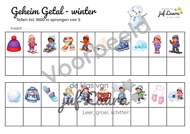 Lesmateriaal Winter - Bundel - Geheim Getal - Tellen in sprongen van 5 van auteur De klas van juf Laura slide 3