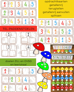Lesmateriaal tel- en sorteerpaddenstoelen - grote spelbundel van auteur Little Play Friends