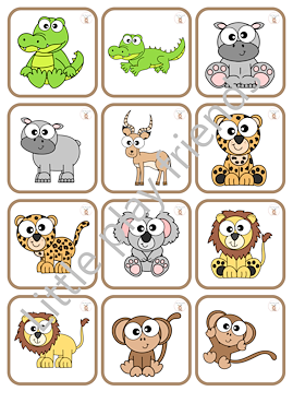 Lesmateriaal Memory thema wilde dieren  van auteur Little Play Friends slide 2