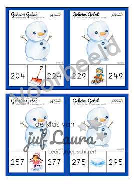 Lesmateriaal Winter - Geheim Getal - Tellen tot 500 in sprongen van 10 van auteur De klas van juf Laura slide 2