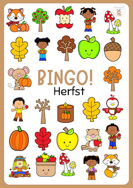 Lesmateriaal Bingo - lotto: thema herfst van auteur Little Play Friends slide 2