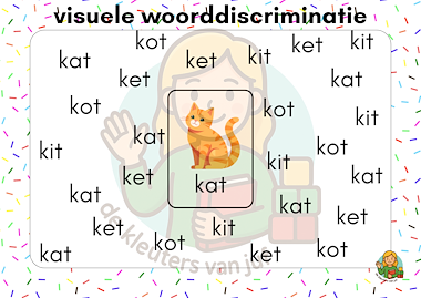 Lesmateriaal Visuele discriminatie: woorden van auteur De kleuters van juf Naomi