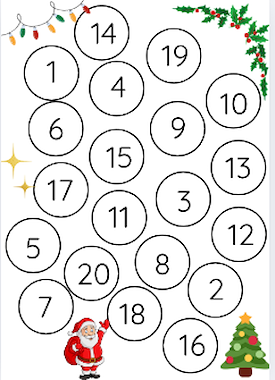 Lesmateriaal Cijferjacht tot 20. Thema Kerst. Getalsymbool herkennen.  van auteur Kleuterjuf Monique