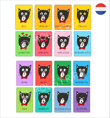 lesmateriaal Emotiekaarten Mol De Kat (PDF + PNG) van auteur Willem Rosseel
