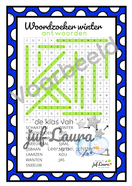 Lesmateriaal Winter - Woordzoeker van auteur De klas van juf Laura slide 3