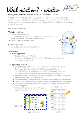 Lesmateriaal Winter - Bundel - Wat mist er? - Tafelsommen van auteur De klas van juf Laura slide 4