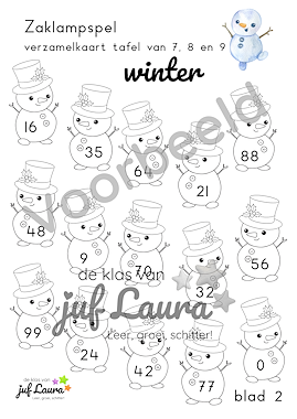 Lesmateriaal Winter - Zaklampspel - tafel 7 t/m 9 van auteur De klas van juf Laura slide 2