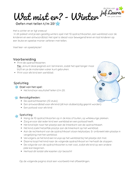 Lesmateriaal Winter - Wat mist er? - Tellen t/m 20 (*-versie) van auteur De klas van juf Laura slide 4