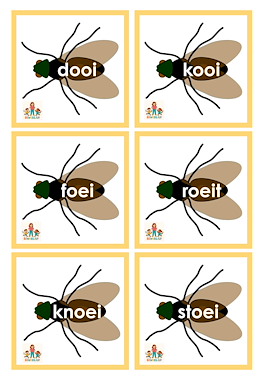 Lesmateriaal Vliegenmepperspel aai, ooi, oei van auteur de beweegjuf