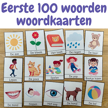 Lesmateriaal Woordkaarten set eerste 100 woorden baby peuter kleuter van auteur My Teacher Shares