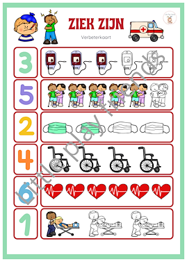 Lesmateriaal Kleur evenveel in thema ziek zijn van auteur Little Play Friends slide 3