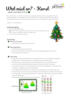 Lesmateriaal Wat mist er? - Tellen t/m 6 (*) - Kerst van auteur De klas van juf Laura slide 2