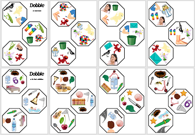 Lesmateriaal Dobble - plaatjes met de letter e van auteur Janet Baptist