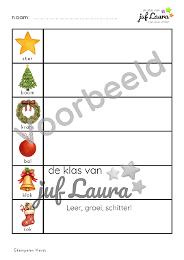 Lesmateriaal Kerst - Werkblad stempelen van auteur De klas van juf Laura slide 2