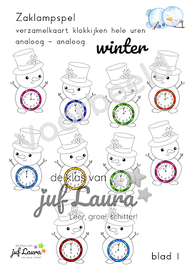 Lesmateriaal Winter - Zaklampspel - Klokkijken (hele uren) van auteur De klas van juf Laura slide 2