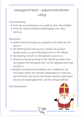 Lesmateriaal bewegend leren - pepernotendictee van auteur Juf Kitty B