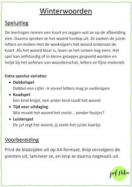 Lesmateriaal Winterwoorden van auteur Juf Nika slide 2