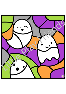Lesmateriaal Kleuren naar voorbeeld Halloween van auteur Little Play Friends slide 3