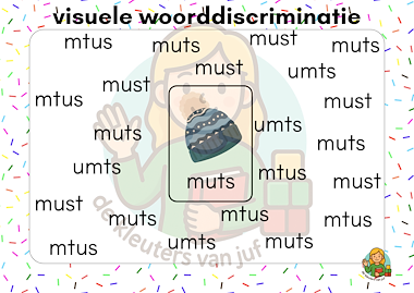 Lesmateriaal Visuele discriminatie: woorden van auteur De kleuters van juf Naomi slide 2