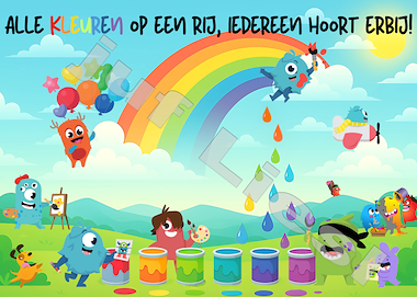 Lesmateriaal Poster Alle kleuren op een rij, iedereen hoort erbij! van auteur De monsterklas van Juf Liesl