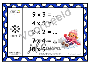Lesmateriaal Winter - Wat mist er? - Tafel 1 t/m 5 van auteur De klas van juf Laura slide 2