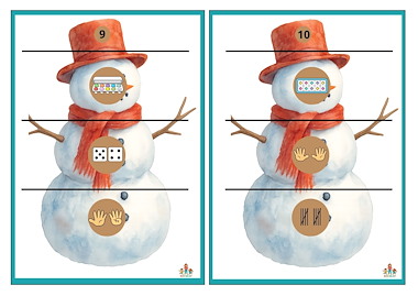 Lesmateriaal Puzzel getalbeelden tot 12 sneeuwpop van auteur de beweegjuf slide 2