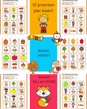 Lesmateriaal Bingo - lotto: thema herfst van auteur Little Play Friends