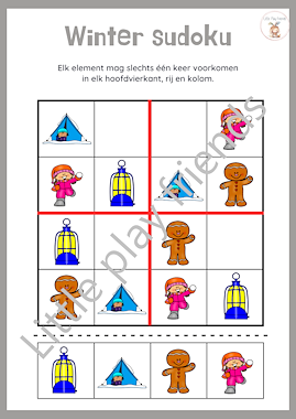 Lesmateriaal Sudoku's thema winter van auteur Little Play Friends slide 3