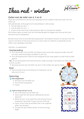 Lesmateriaal Winter - Ikea rad - Tafel van 4, 5 en 6 van auteur De klas van juf Laura slide 4