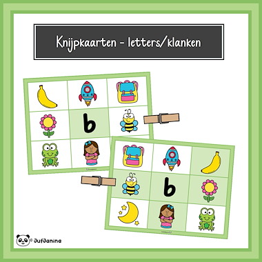 Lesmateriaal Knijpkaarten- letters & klanken van auteur Juf Janina