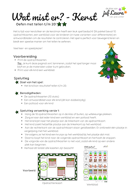 Lesmateriaal Kerst - Wat mist er? - Tellen t/m 20 (**-versie) van auteur De klas van juf Laura slide 4