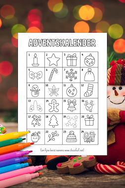 Lesmateriaal Kleurplaat adventskalender van auteur Thuisfuif