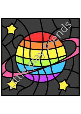 Lesmateriaal Kleuren naar voorbeeld - thema ruimte van auteur Little Play Friends slide 2