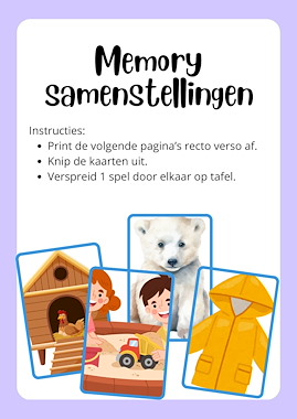 Lesmateriaal Memory samenstellingen met prentjes van auteur Speelwijs