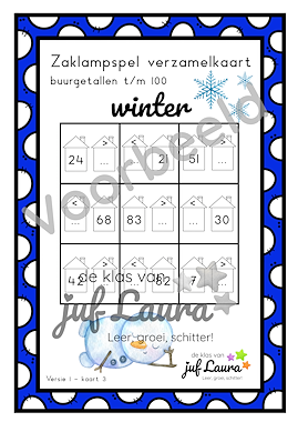 Lesmateriaal Winter - Zaklampspel - Buurgetallen t/m 100 van auteur De klas van juf Laura slide 2