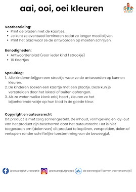 Lesmateriaal Aai, ooi, oei speurtocht bewegend leren van auteur de beweegjuf slide 3