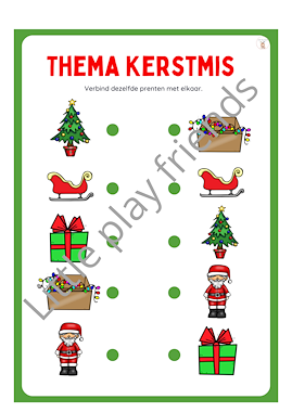 Lesmateriaal Verbind dezelfde figuren met elkaar thema kerstmis van auteur Little Play Friends slide 3
