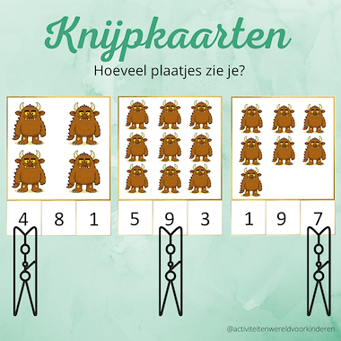Lesmateriaal De Gruffalo - knijpkaarten tellen 1-12 van auteur Nanny Melissa