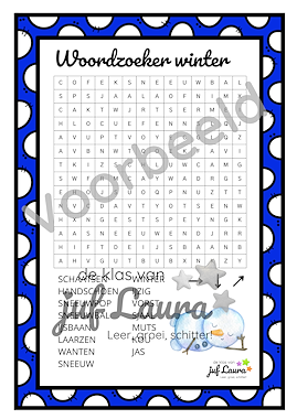 Lesmateriaal Winter - Woordzoeker van auteur De klas van juf Laura slide 2