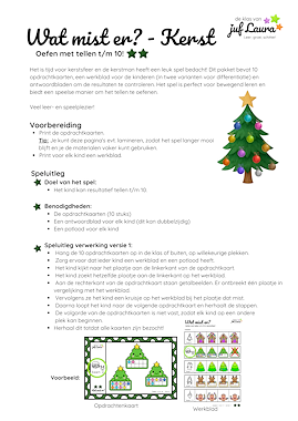 Lesmateriaal Kerst - Wat mist er? - Tellen t/m 10 (**-versie) van auteur De klas van juf Laura slide 4