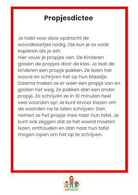 Lesmateriaal propjesdictee Sint van auteur de beweegjuf