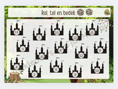 Lesmateriaal Rol, tel en bedek (cijferbeelden) in thema Sprookjes/ KBW van auteur De kleuters van juf Naomi