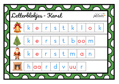 Lesmateriaal Letterblokjes Kerst van auteur De klas van juf Laura slide 2